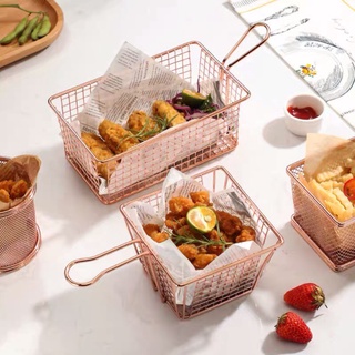 Giỏ chiên gà, khoai màu rose gold độc lạ phong cách Vua đầu bếp - An Yên Decor - AY035