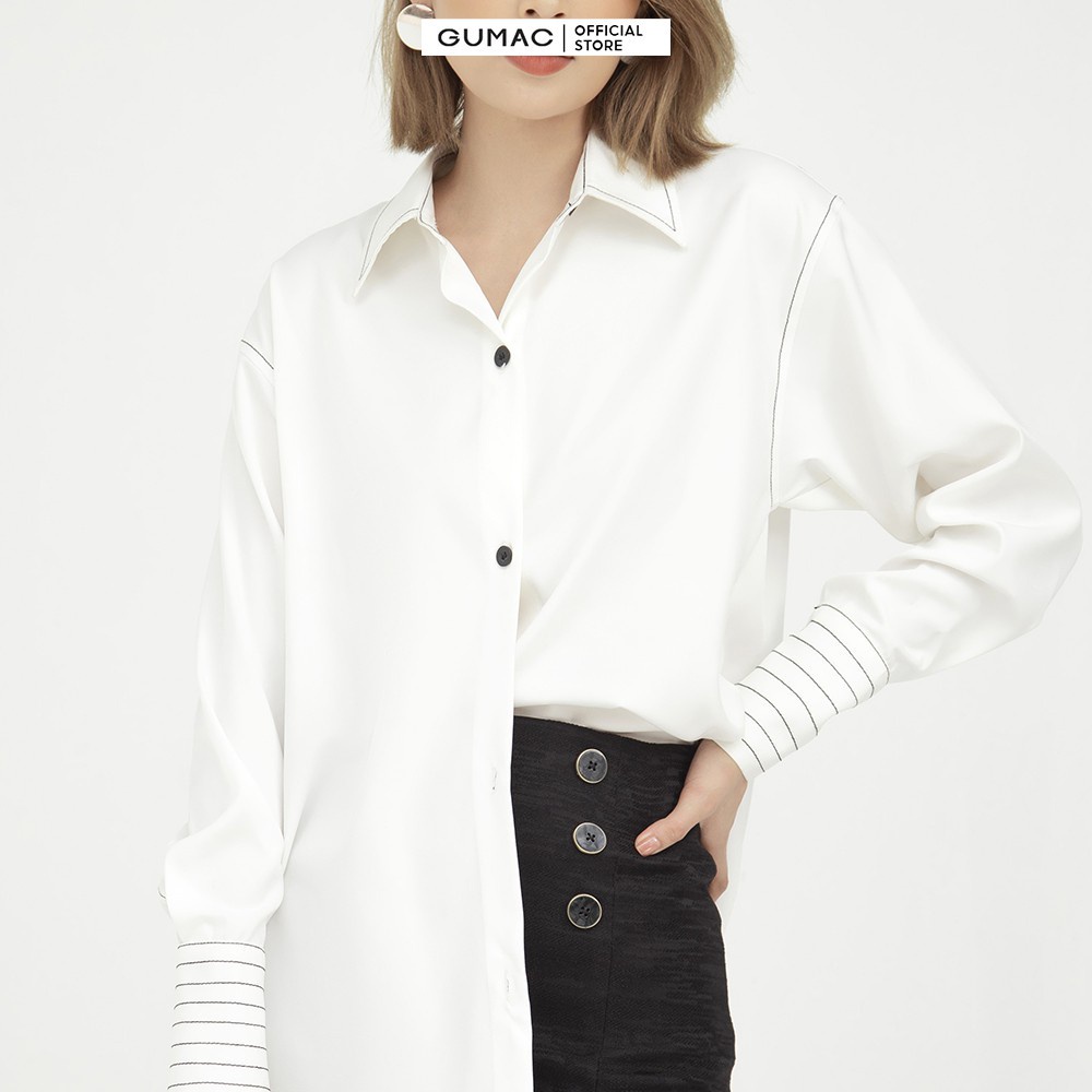 Áo sơ mi nữ Unisex GUMAC thiết kế thanh lịch màu trắng AB5133