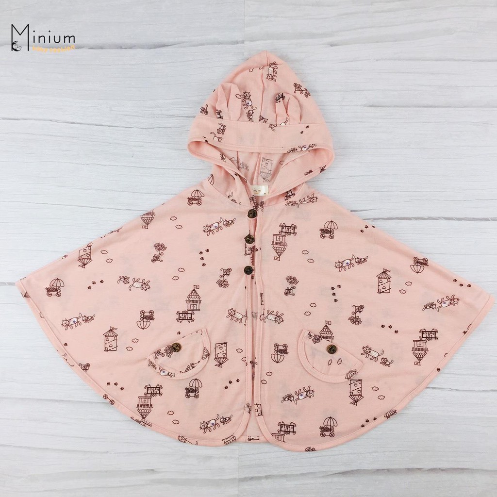 Áo choàng chống nắng cho bé trai, bé gái, áo cánh dơi ponchoni chất liêu cotton(size 0-6 tuổi)- Minu Baby