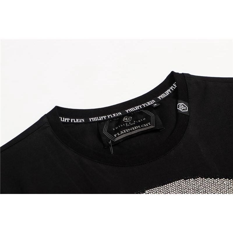 Philipp Plein Men Short Sleeve Tshirt Black Rhinestones T-shirts Pattern Skull Tshirt Shirts