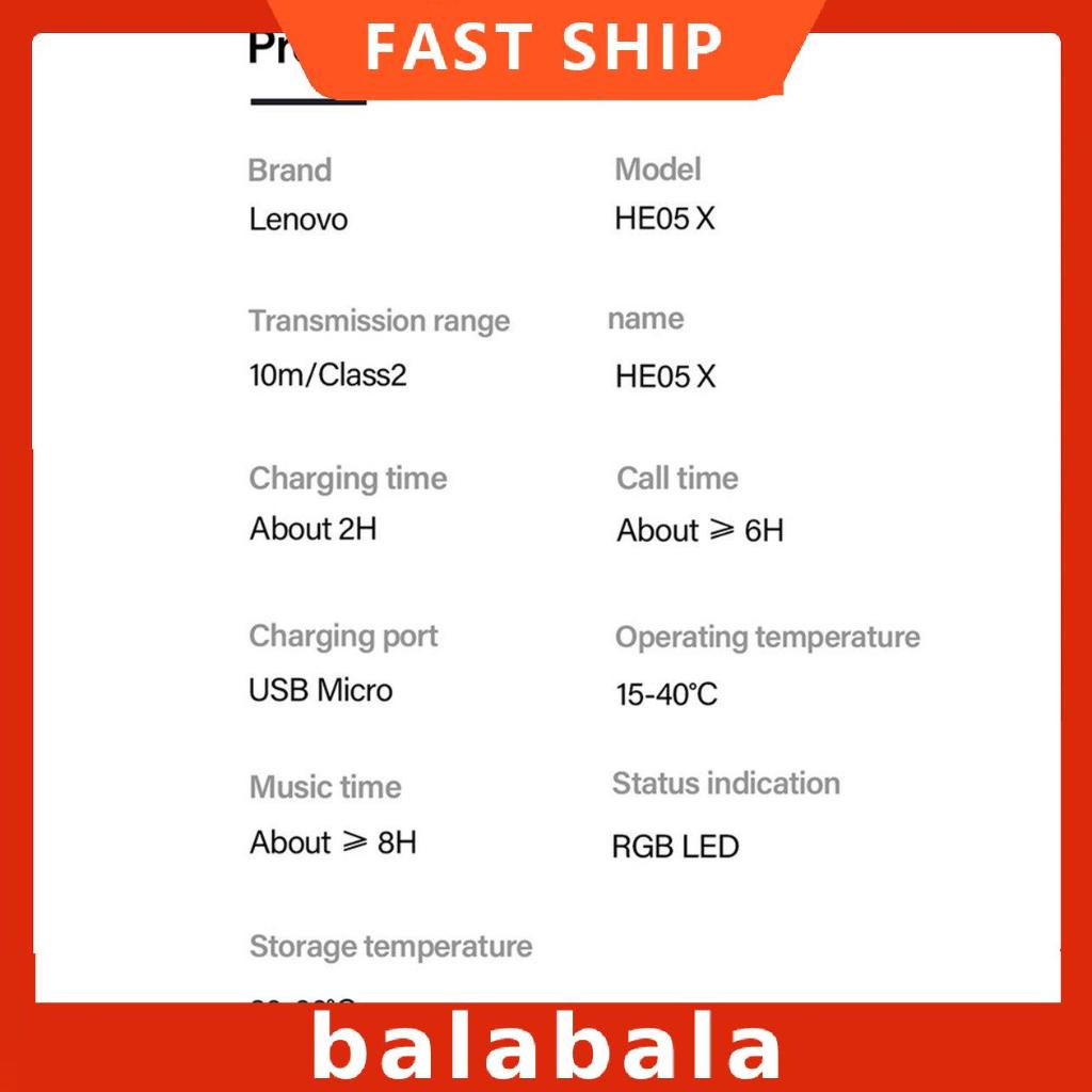[BL]lenovo Wireless HE05X Earphones Waterproof Earbuds HiFi Sound Magnetic Earphones