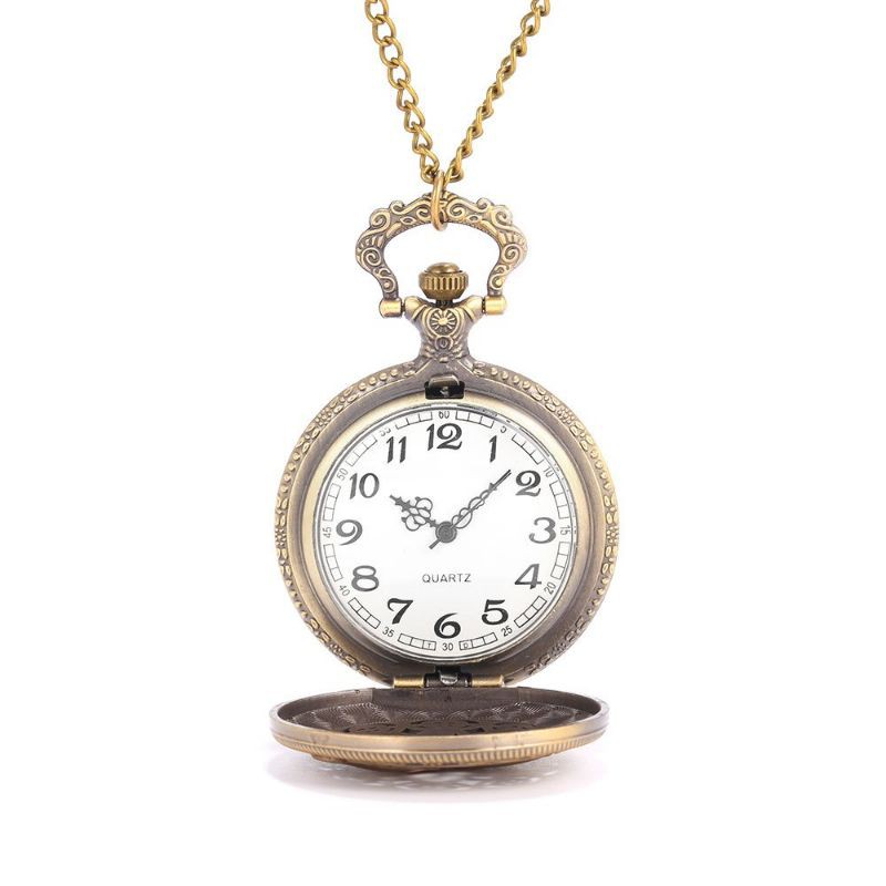Đồng hồ quả quýt chạy pin chạm khắc hình chú voi con