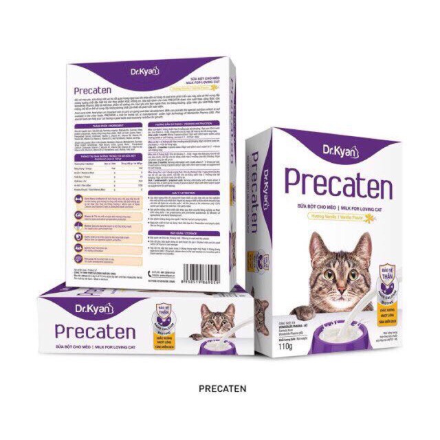 Sữa cho mèo precaten hộp giấy 110g - sữa bột cho mèo Dr.Kyan Precaten
