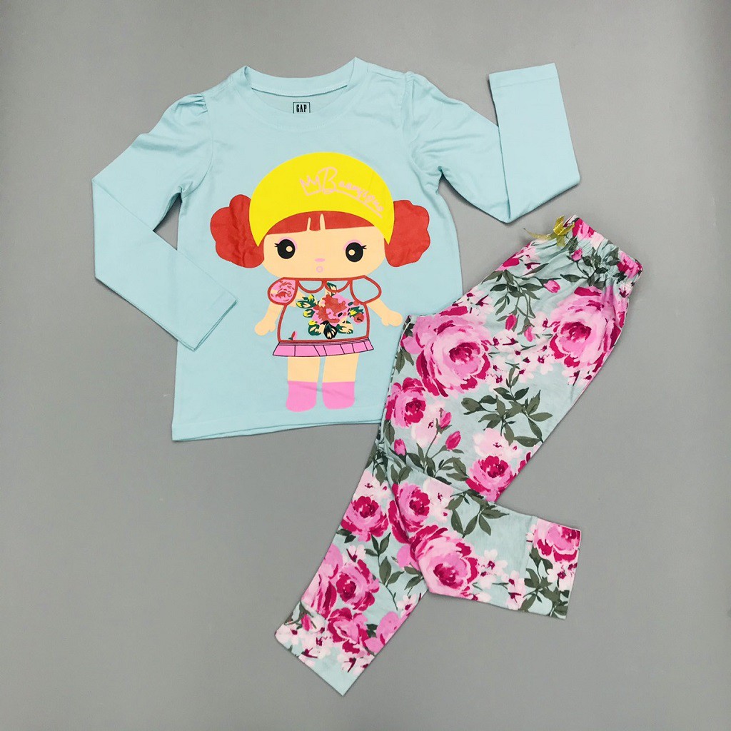 Bộ thu đông cho bé gái, đồ bộ thun bé gái chất cotton, size 4-14 tuổi  - SUNKIDS