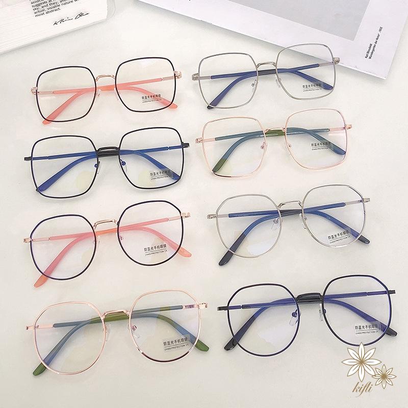 【kifli】Mắt Kính Gọng Kim Loại Chống Ánh Sáng Xanh Phong Cách Retro Thời Trang Cho Nữ