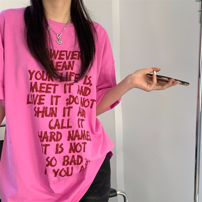 Áo Thun Tay Ngắn Dáng Rộng Phong Cách Retro Mỹ