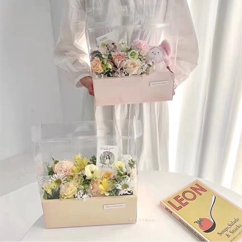 Hộp mica vali chữ nhật đựng hoa quà, bánh sinh nhật