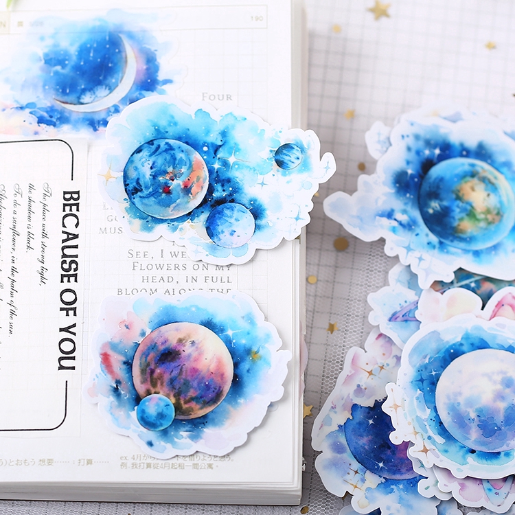 ❀ Blue Planet Diary Giấy và decal dán tường ❀ 15pcs/set Fashion Album Scrapbooks Mixed DIY Decor Stickers ML07449
