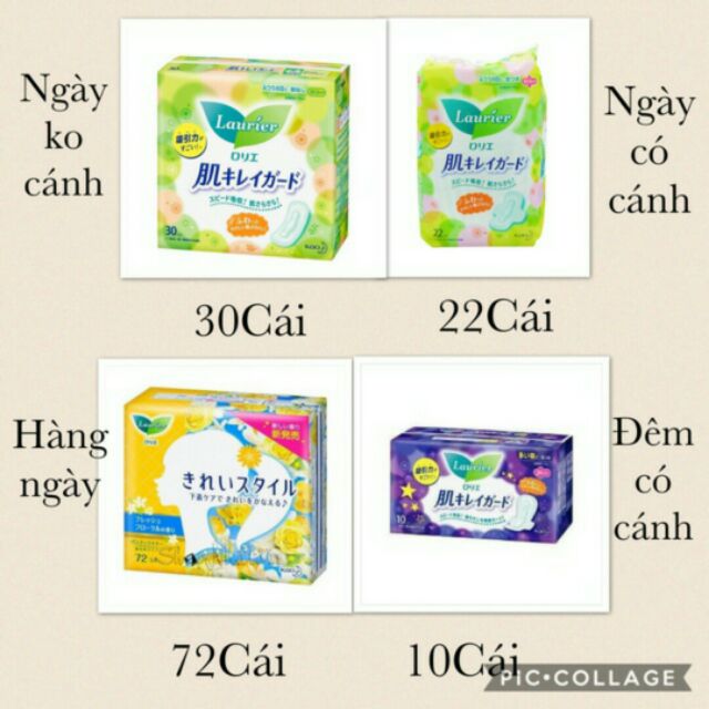 (Sỉ - lẻ) BĂNG VỆ SINH LAURIER nội địa NHẬT BẢN CÁC LOẠI ngày cánh, ngày không cánh, đêm cánh, đêm không cánh, hàng ngày