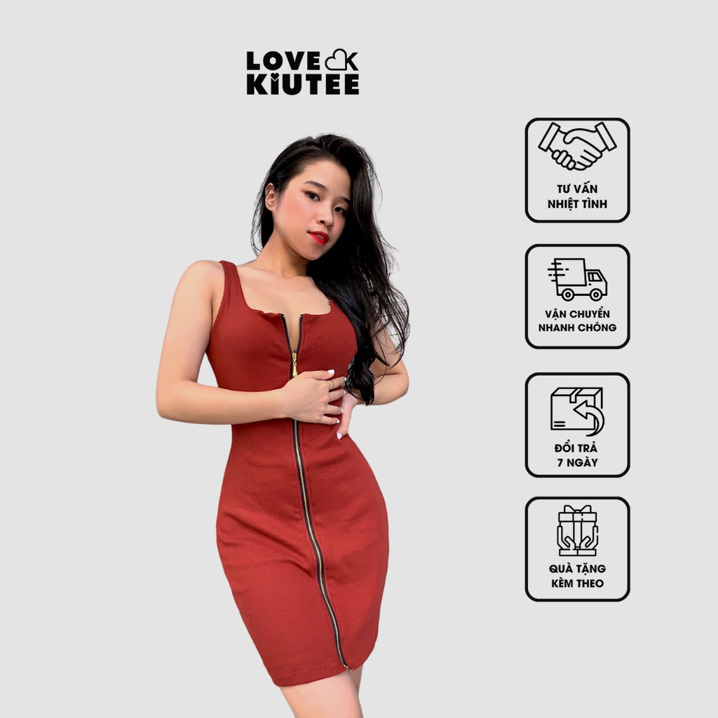 Váy dây kéo zip phía trước ôm body dành cho nữ LOVEKIUTEE