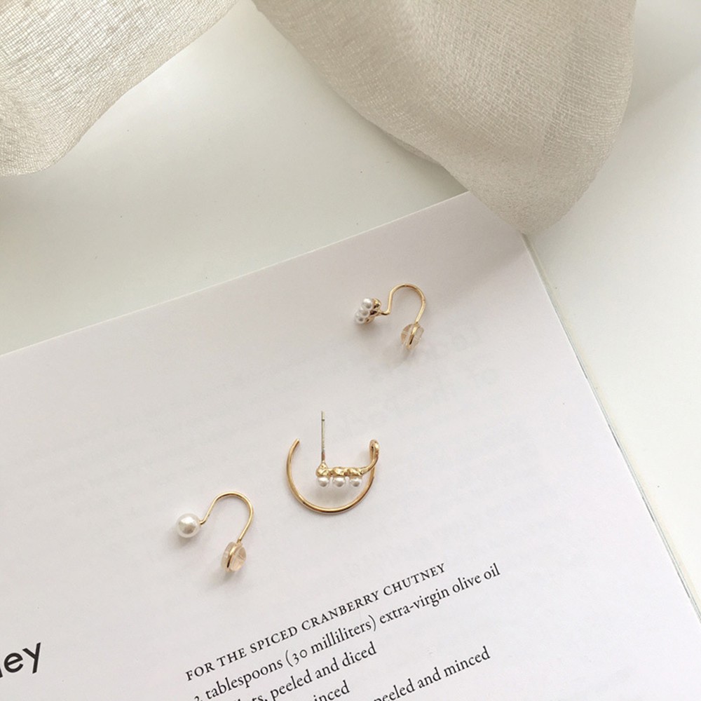 Set 3 chiếc khuyên tai hợp kim màu vàng xinh xắn phong cách Hàn Quốc thời trang cho nữ