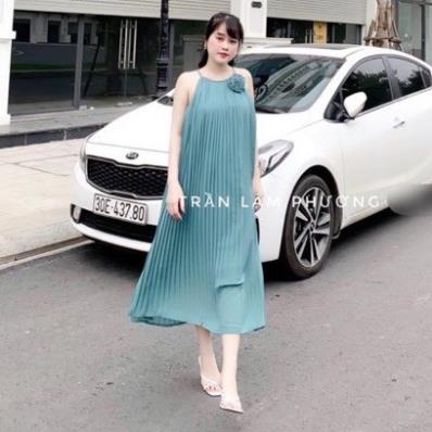 VÁY ĐẦM MAXI 2 DÂY| CỔ YẾM DẬP LY HOA CÀI Chất đũi lụa mềm đẹp - Hàng may kỹ - Lên form y mẫu ^