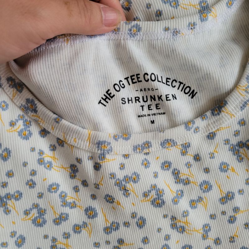 Áo thun gân nữ chất cotton họa tiết hoa nhí cộc tay hàng vnxk xịn PT8X