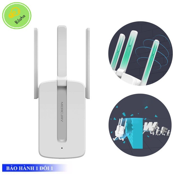 Khuếch đại repeater thu và phát lại sóng Wifi mới Mercury 3 anten câu mạng ké [freeship]