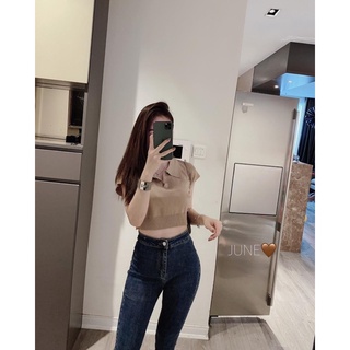 MH ÁO LEN CROPTOP CỔ BẺ 4M CHO NỮ