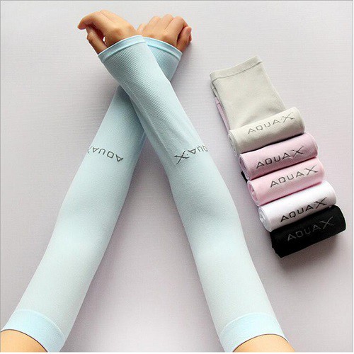 [Sale] Găng tay xỏ ngón chống nắng, tia UV AQUA-X  LETS SLIM màu Xanh da trời (Hàn Quốc - Made in Korea)