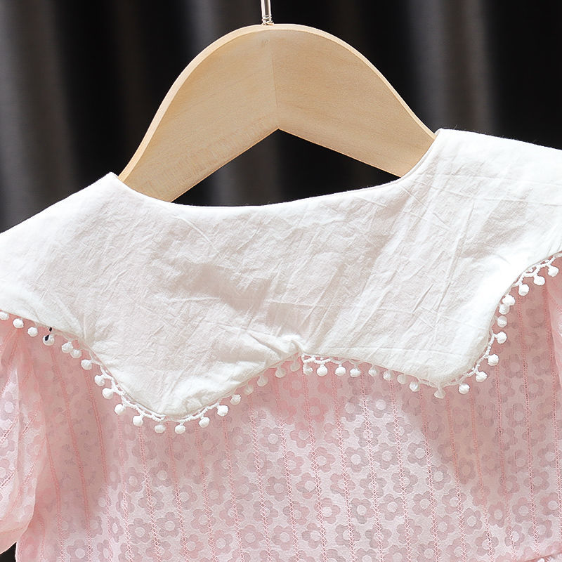 Đầm cotton tay ngắn thời trang Hàn Quốc phong cách ngọt ngào cho bé gái sơ sinh