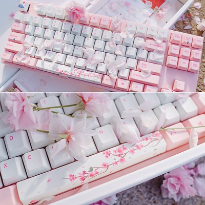 Varmilo minogue Sakura cơ khí bàn phím màu hồng 108 chìa khóa anh đào xanh đỏ trục trò chơi văn phòng cô gái không dây