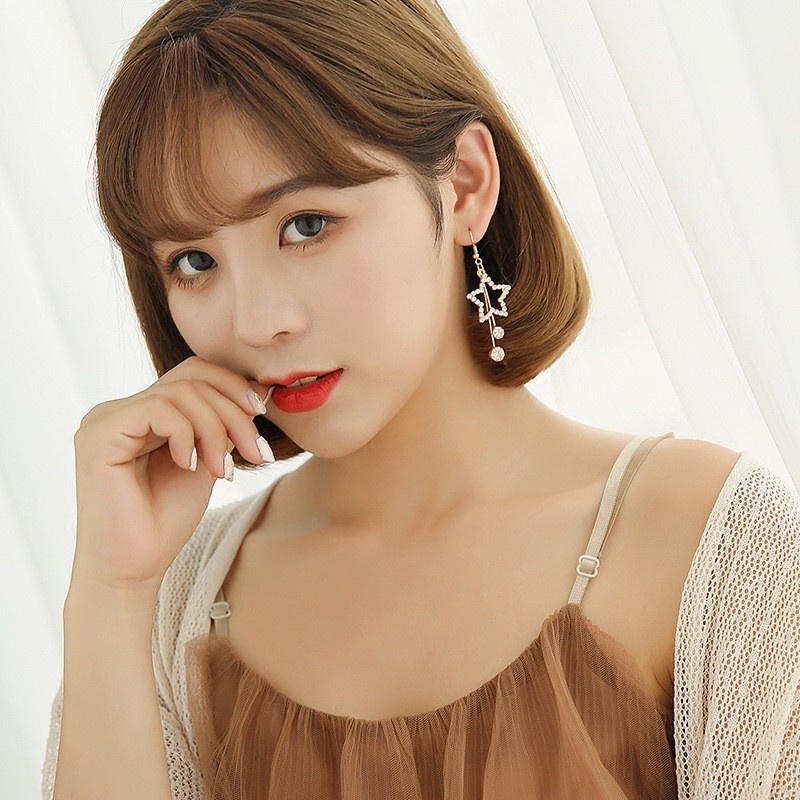 Bông tai nữ kiểu ngôi sao đính đá tòn ten kiểu dáng thời trang quý phái, sang trọng thích hợp đi dự tiệc