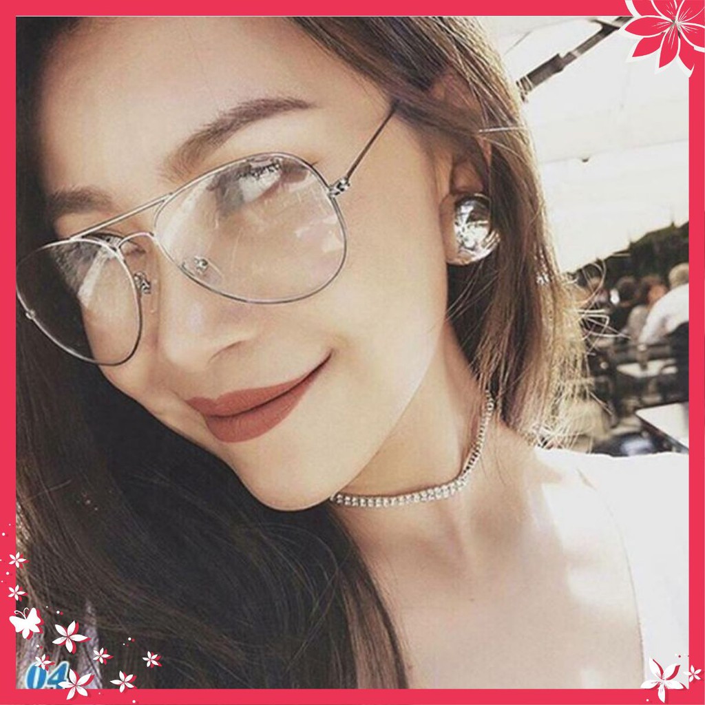 Kính hot girl không độ gọng Xám