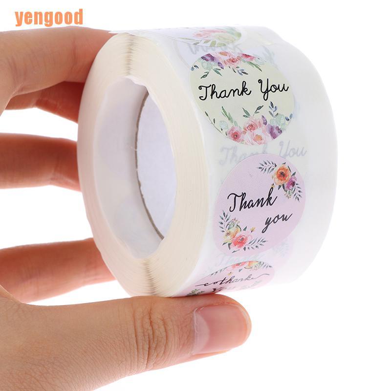 Cuộn 500 miếng dán tròn in chữ Thank You trang trí gói hàng xinh xắn