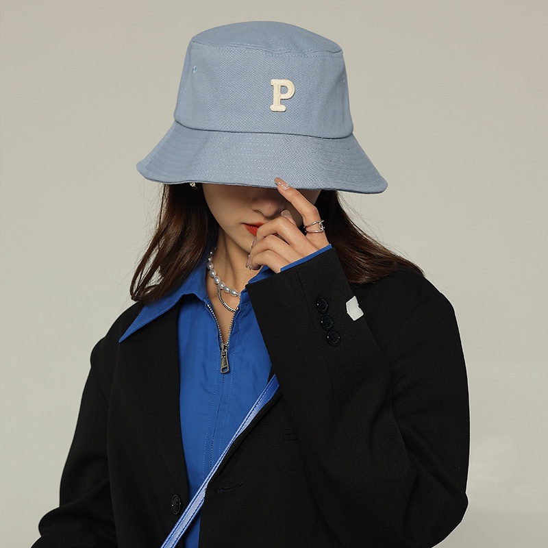 Nón Bucket Vành Cotton Thêu Chữ P Thời Trang Cho Nam Và Nữ