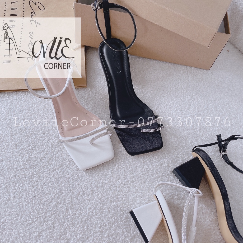 GIÀY CAO GÓT NỮ LOVIIECORNER - SANDAL THỜI TRANG QUAI MẢNH ĐÍNH ĐÁ GÓT NHỌN 9 PHÂN G210147
