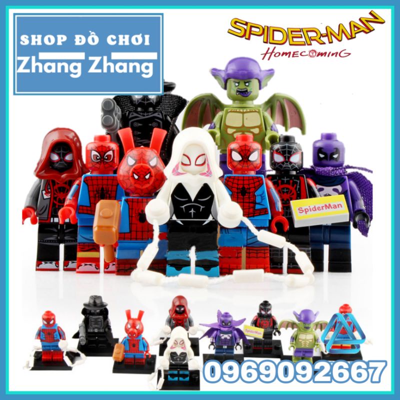 Đồ chơi Xếp hình Spider-Man gồm Miles Morales - Spider Gwen - Prowler - Green Goblin - Noir Minifigures Wm wm6052