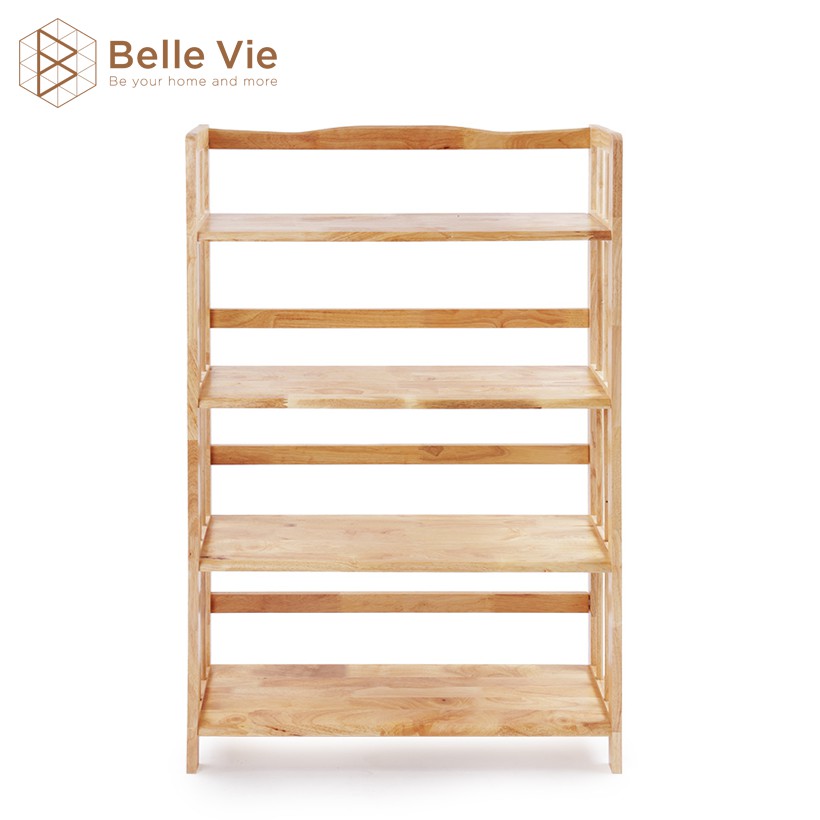 Kệ Sách 4 Tầng BELLEVIE Kệ Gỗ Decor Lắp Ráp Đơn Giản Tiện Dụng Bookshelf 4F Natural x 80Cm