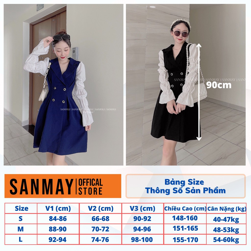 Đầm Đi Tiệc Cưới SANJOLI Váy công sở Ôm Dáng Cổ Sơ Mi Thiết Kế Tay Bo Nhún Sang Trọng Kểu Dáng Hàn Quốc VD052 | BigBuy360 - bigbuy360.vn