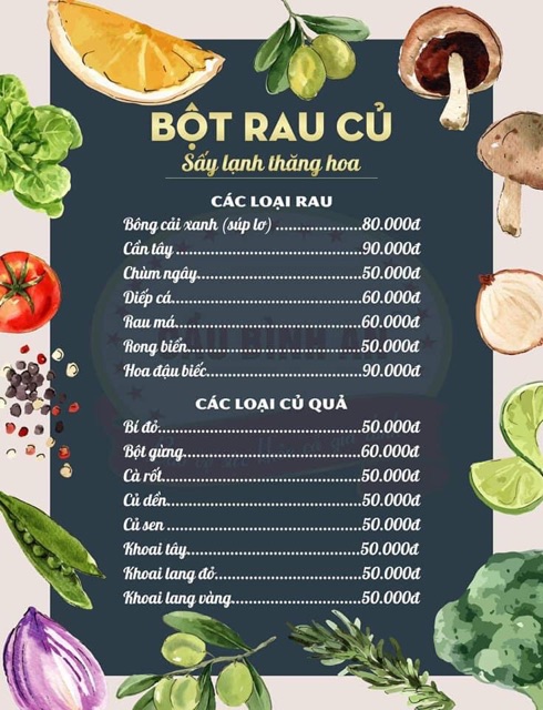 BỘT RAU CỦ HỮU CƠ SẤY LẠNH NẤU BỘT TRẺ ĂN DẶM CẦU BÌNH AN