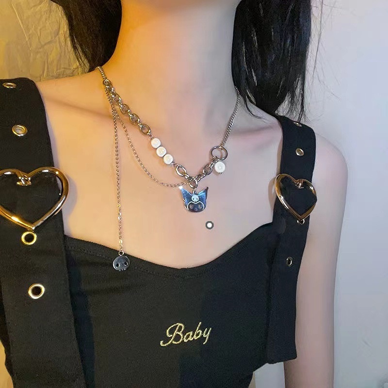 Dây Chuyền Hình Đầu Lâu Phản Quang Độc Đáo Phong Cách Harajuku Cho Nữ