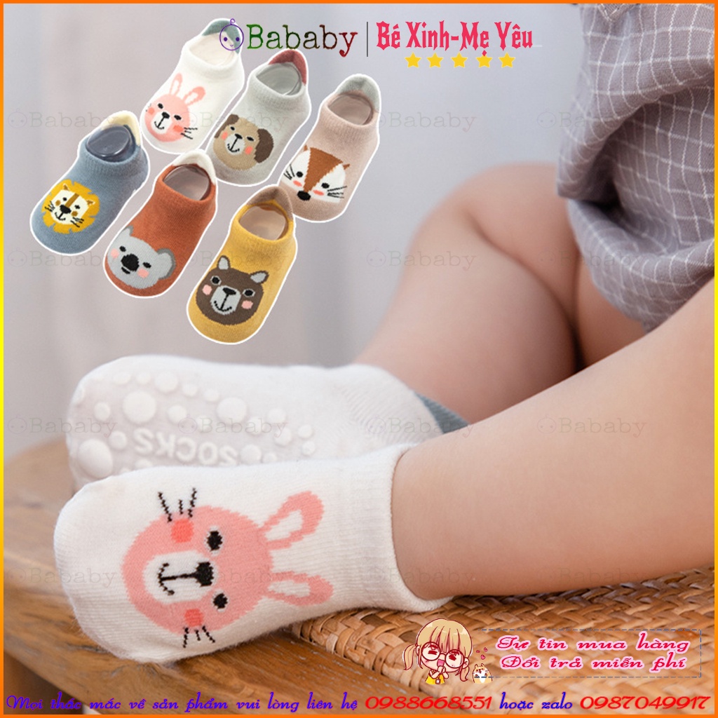 Tất chống trượt cho bé, Vớ chống trượt KISDSOCK họa tiết động vật cho bé trai và bé gái 6 tháng đến 3 tuổi- Bababy