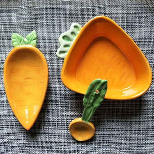 Bát, thìa sứ ăn dặm hình thỏ, cà rốt