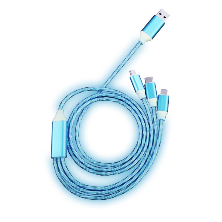 Dây cáp sạc usb 3 trong 1 có đèn led phát sáng thích hợp cho Type-C/ Android/ Iphone