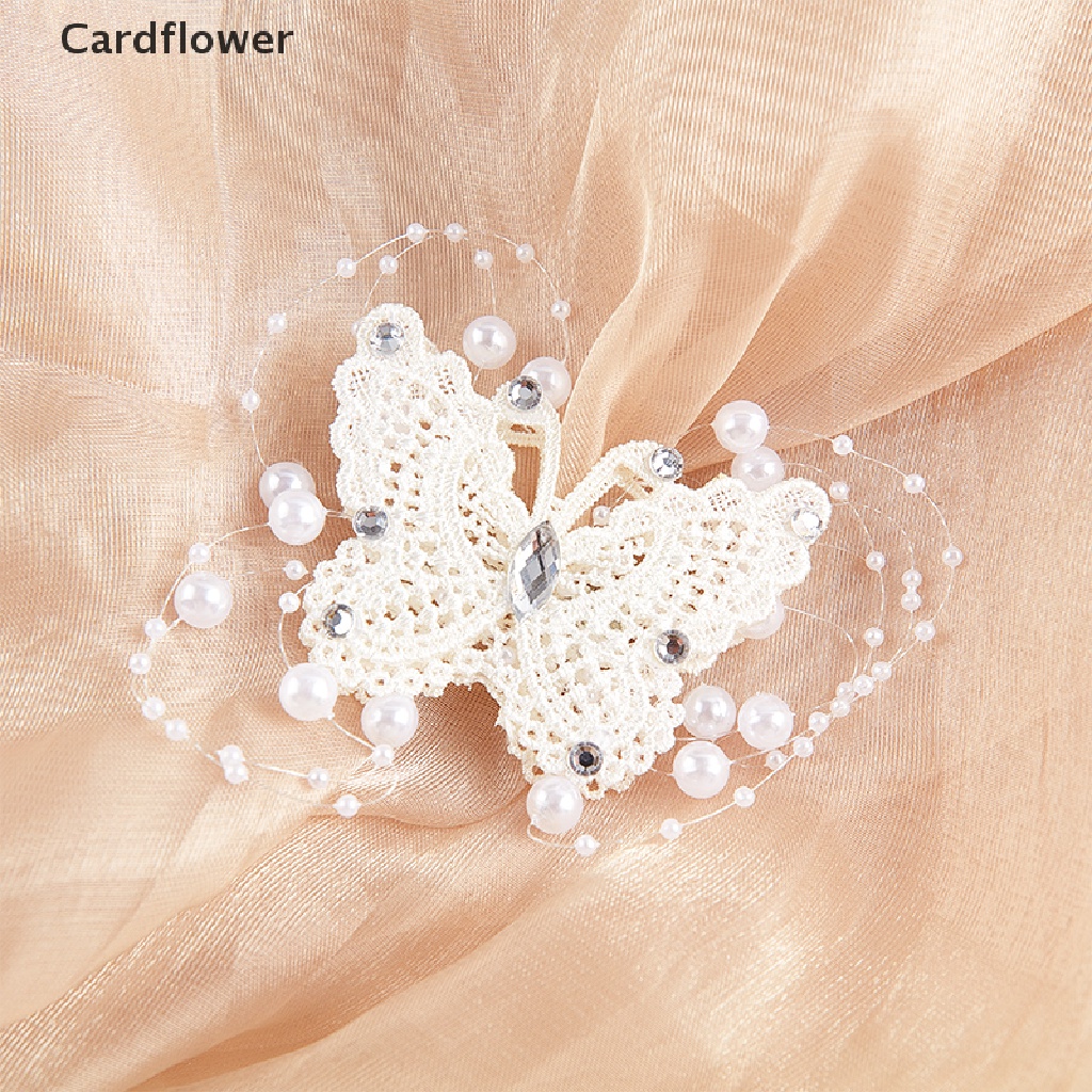 < Cardflower > Kẹp Tóc Hình Bướm Đính Ngọc Trai Pha Lê Cho Cô Dâu Phụ Kiện Ngày Cưới Giảm Giá