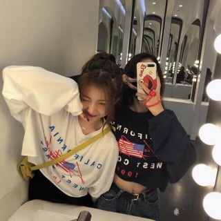 Áo crtop cờ mỹ ( phom unisex)
