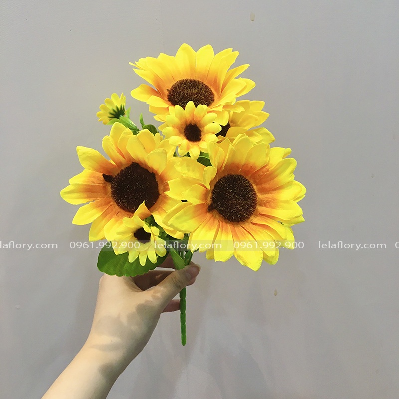 Chùm Hoa Hướng Dương, hoa hướng dương giả cắm lọ trang trí, Decor Nhà Cửa - HOG0003