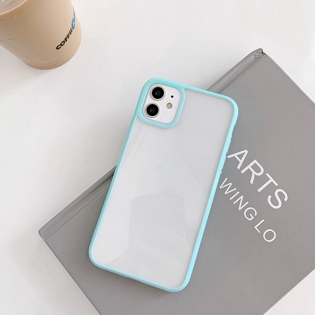 Ốp điện thoại trong suốt viền màu kẹo độc đáo cho iphone 12 pro 11 x xs max xr 8 7 plus se 2020