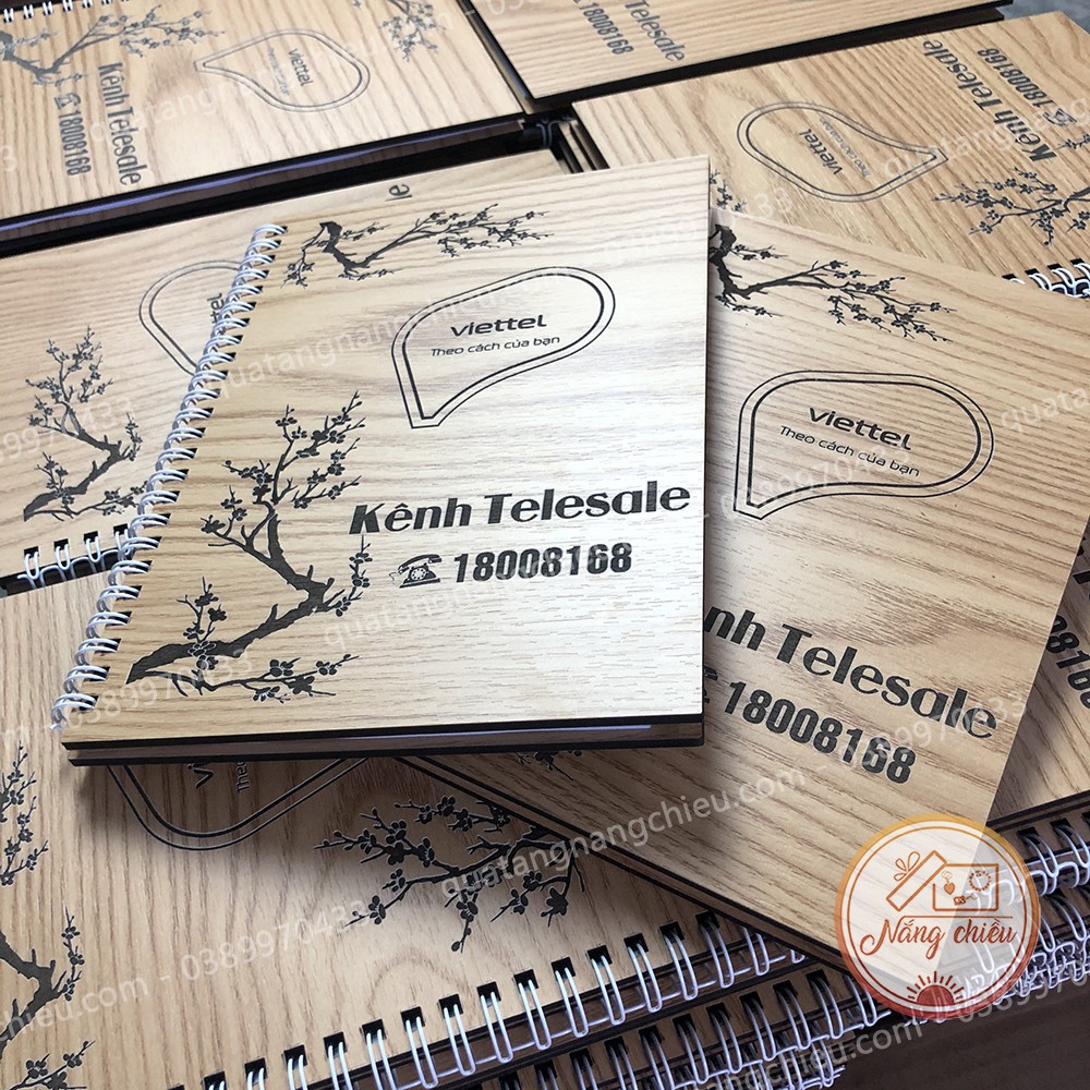 Sổ tay thương hiệu - Khắc logo thương hiệu của công ty, doanh nghiệp theo yêu cầu - Sổ bìa gỗ cứng 2 mặt chống thấm nước