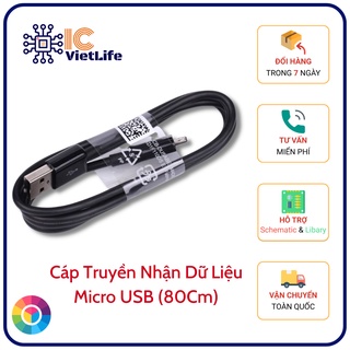Cáp dữ liệu micro usb _ cáp nạp arduino, esp32, node mcu esp8266 _ cáp usb_ micro usb b 4 lõi dài 80cm màu đen