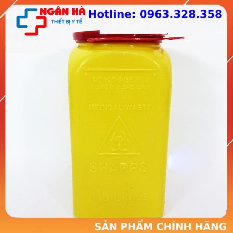 Hộp huỷ, đựng kim tiêm, vật sắt nhọn, lưỡi dao mổ, thủy tinh vật thấm máu, có tính lẫy nhiễm cao 1,5l