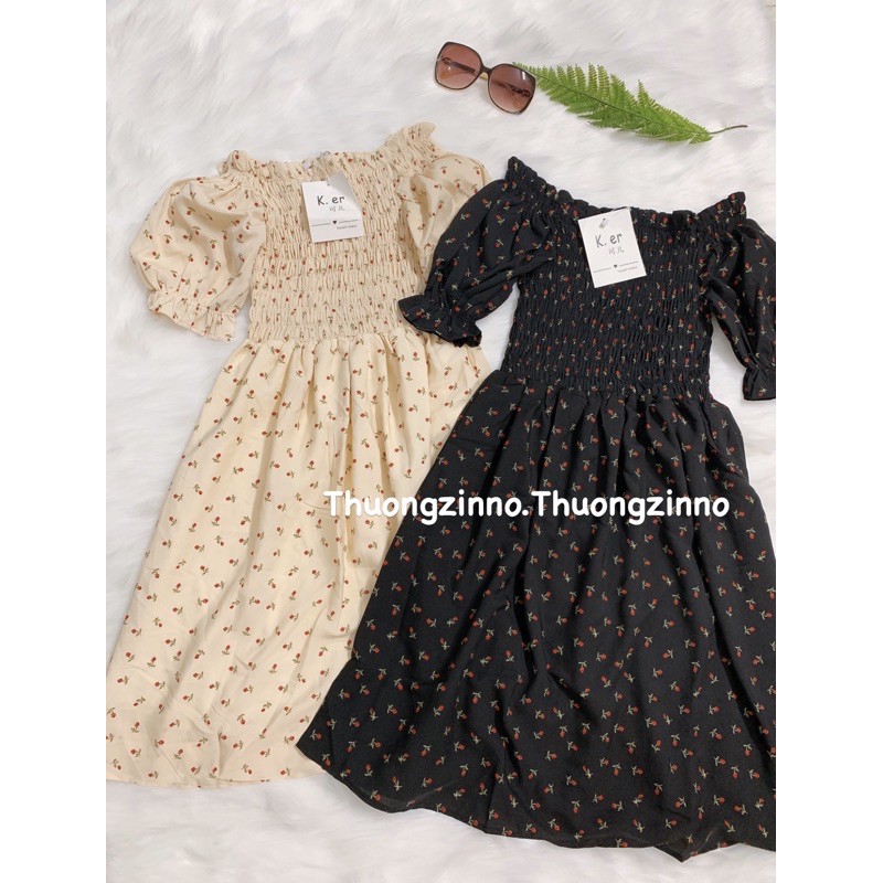 [Ảnh thật/Video]Váy hoa nhí Cherry tiểu thư mặc được hai kiểu Đầm hoa Quảng Châu xinh xắn | BigBuy360 - bigbuy360.vn