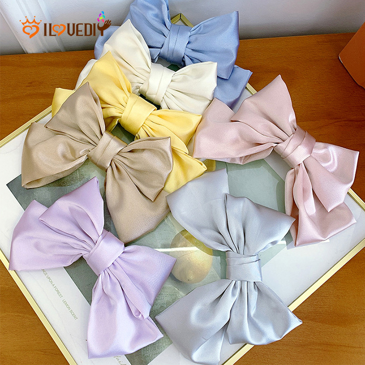 Kẹp Tóc Hình Nơ Vải Satin Phong Cách Hàn Quốc