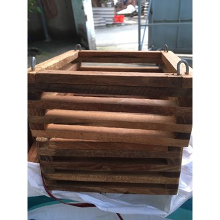 02 chậu gỗ căm xe vuông 20x20 cm thích hợp trồng hoa lan rể gió