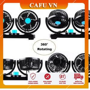Quạt đôi ô tô quạt đôi mini 360 độ để trong ô tô, để bàn làm việc. - CAFU VN