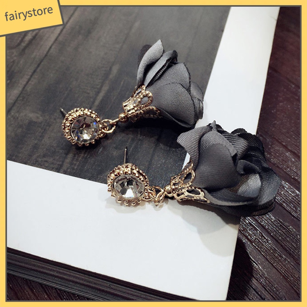 Bông Tai Hình Hoa Đính Đá Thời Trang Cho Nữ