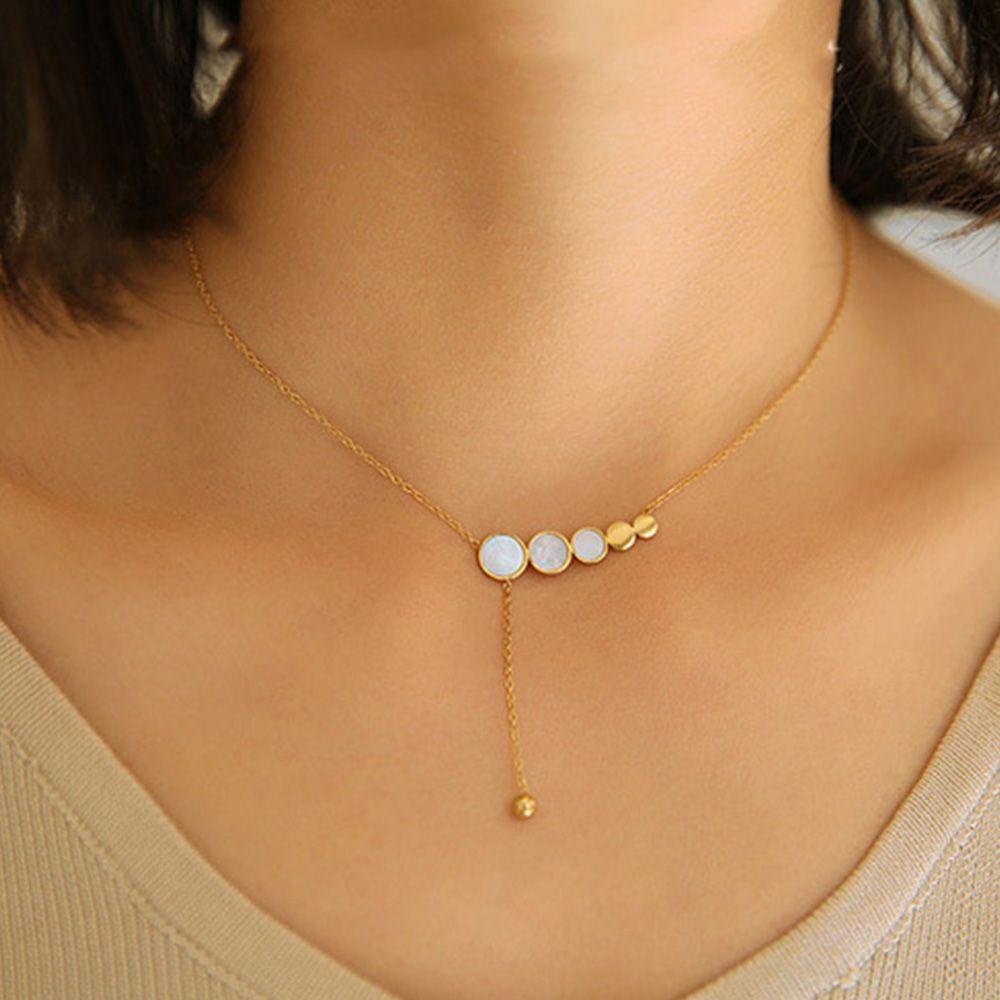 AROMA Vòng cổ Thép Titan Đơn Giản Phong Cách Hàn Quốc Cho Nữ