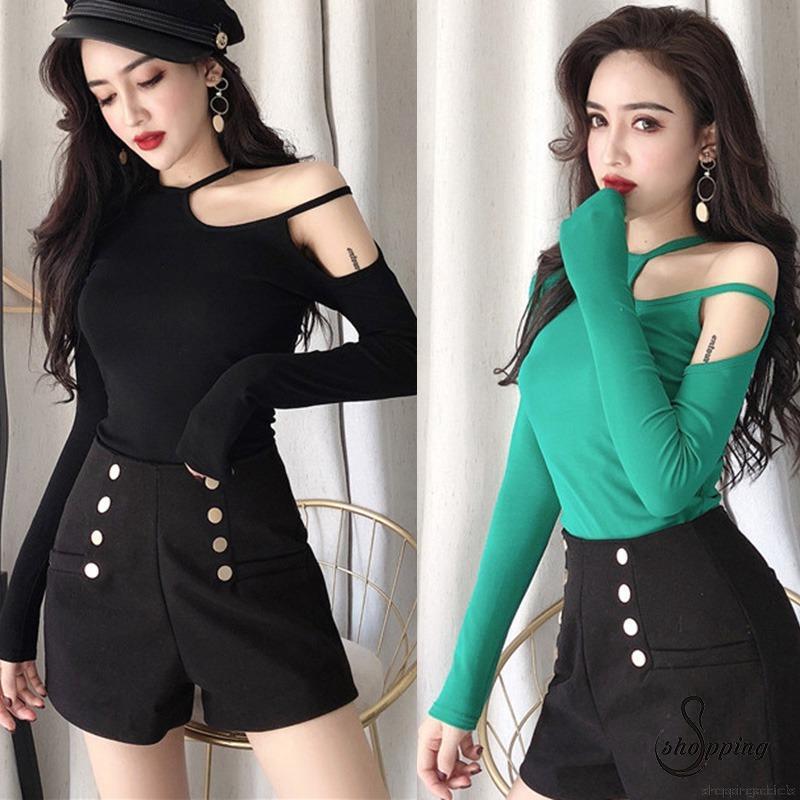 Áo thun nữ tay dài trễ vai quyến rũ