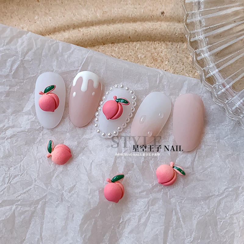 Set 2 Charm Trái Đào, Phụ Kiện Nail Hàn Quốc - Vani Store